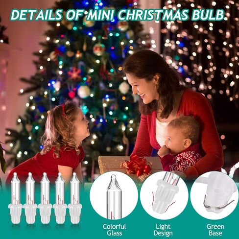 Mudder Christmas Clear استبدال مصابيح الإضاءة الصغيرة المتوهجة 3.5 فولت أضواء زجاجية صغيرة مع قاعدة بيضاء، 0.125 أمبير، 0.43 واط (100 قطعة) in Saudi Arabia