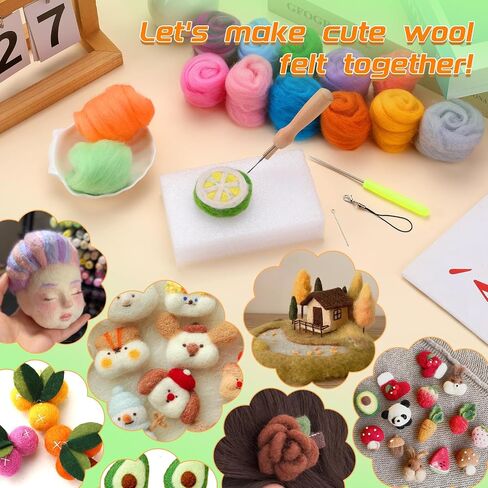 IMZAY Needle Felting Kit 18 Colors Wool Felting Kit Wool Roving Set in Kuwait