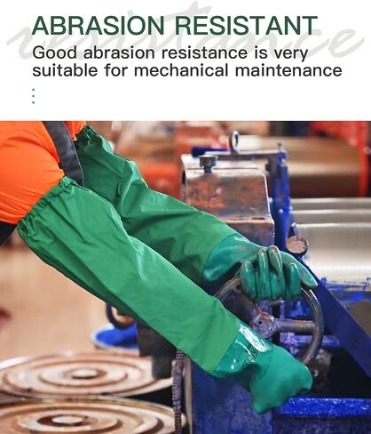 PACIFIC PPE 26" Rubber Gloves, Chemical Resistant Gloves PVC Reusable, Heavy Duty Waterproof Gloves with Cotton Liner, Anti-skid, Acid-alkali and Oil, Large in Kuwait