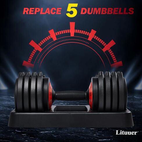 25 lbs Pair Adjustable Dumbbell, Fast Adjust Dumbbell Weight for Exercises Pair Dumbbells for Men and Women in Home Gym Workout Equipment, Dumbbell with Tray Suitable for Full Body in Saudi Arabia