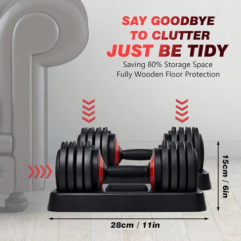 25 lbs Pair Adjustable Dumbbell, Fast Adjust Dumbbell Weight for Exercises Pair Dumbbells for Men and Women in Home Gym Workout Equipment, Dumbbell with Tray Suitable for Full Body in Saudi Arabia