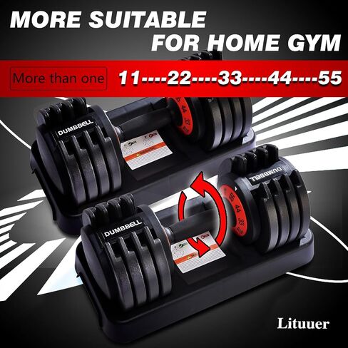 25 lbs Pair Adjustable Dumbbell, Fast Adjust Dumbbell Weight for Exercises Pair Dumbbells for Men and Women in Home Gym Workout Equipment, Dumbbell with Tray Suitable for Full Body in Saudi Arabia