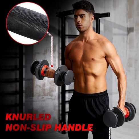 25 lbs Pair Adjustable Dumbbell, Fast Adjust Dumbbell Weight for Exercises Pair Dumbbells for Men and Women in Home Gym Workout Equipment, Dumbbell with Tray Suitable for Full Body in Saudi Arabia