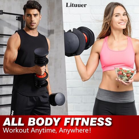 25 lbs Pair Adjustable Dumbbell, Fast Adjust Dumbbell Weight for Exercises Pair Dumbbells for Men and Women in Home Gym Workout Equipment, Dumbbell with Tray Suitable for Full Body in Saudi Arabia