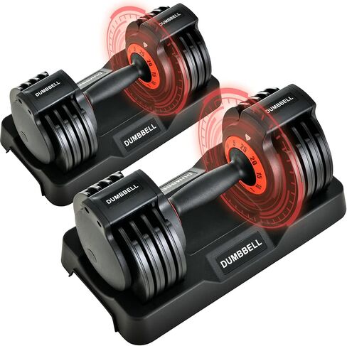 25 lbs Pair Adjustable Dumbbell, Fast Adjust Dumbbell Weight for Exercises Pair Dumbbells for Men and Women in Home Gym Workout Equipment, Dumbbell with Tray Suitable for Full Body in Saudi Arabia