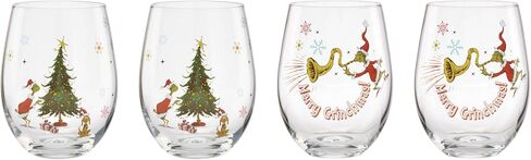 Lenox 896895 Merry Grinchmas Glass Tumblers, Set of 4, Assorted in Saudi Arabia