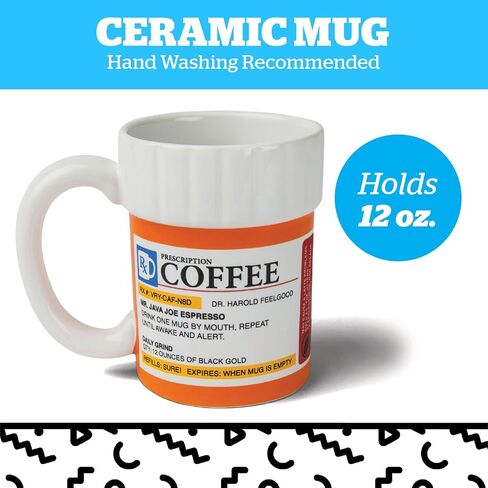 BigMouth Inc. Prescription Coffee Mug - Large Funny Prescription Coffee Cup - Unique Pharmacy Gifts - Hilarious Novelty and Gag Gifts for Doctor - Dishwasher-Safe Ceramic Pill Bottle Coffee Cup - 12oz in Saudi Arabia