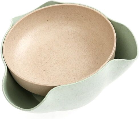 Bamboo's Grocery Double Dish Snack Bowl For Pistachios, Peanuts, Edamame, Cherries, Nuts, with Shell Storage (Green) in Kuwait