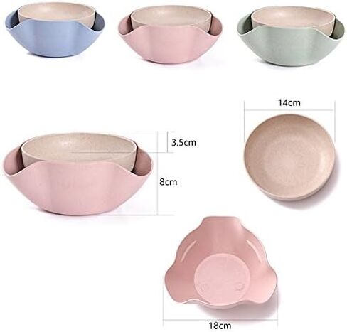 Bamboo's Grocery Double Dish Snack Bowl For Pistachios, Peanuts, Edamame, Cherries, Nuts, with Shell Storage (Green) in Kuwait