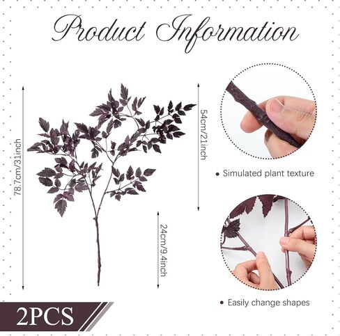 giegxin 2 حزمة 31 "اصطناعية cimicifuga أوراق النبات رذاذ فو البرقوق cimicifuga راموسا ورقة فرع الخريف cimicifuga ينبع للمنزل زهرية الجدول الزفاف مزرعة رف الحصاد ديكور داخلي in Kuwait