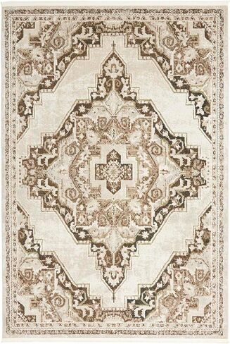 Nourison Geneva Mocha Silver 4' x 6' Area -Rug, Traditional, French Country, Easy -Cleaning, Non Shedding, Bed Room, Living Room, Dining Room, Kitchen, (4' x 6') in Kuwait