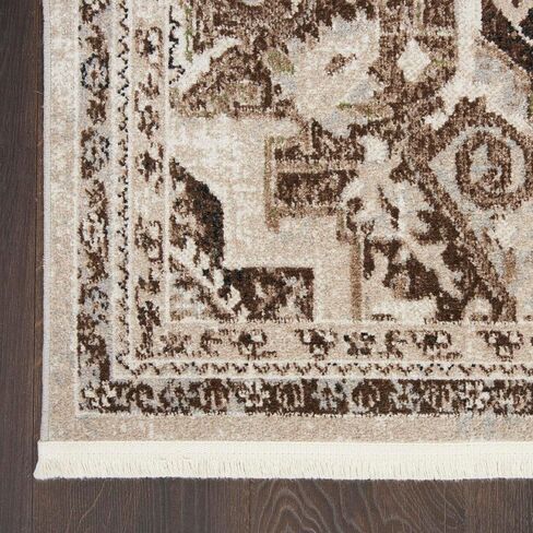 Nourison Geneva Mocha Silver 4' x 6' Area -Rug, Traditional, French Country, Easy -Cleaning, Non Shedding, Bed Room, Living Room, Dining Room, Kitchen, (4' x 6') in Kuwait