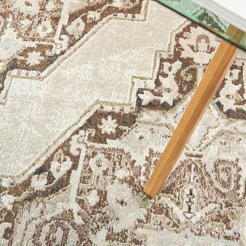 Nourison Geneva Mocha Silver 4' x 6' Area -Rug, Traditional, French Country, Easy -Cleaning, Non Shedding, Bed Room, Living Room, Dining Room, Kitchen, (4' x 6') in Kuwait