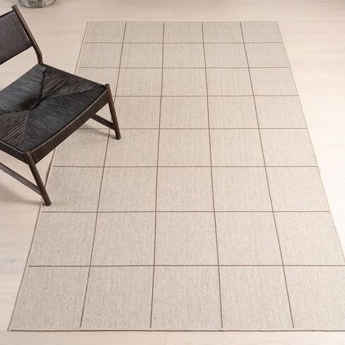 سجادة منطقة الصوف الصلبة 4x6 من NuLOOM Damira قابلة للغسل في الغسالة لغرفة المعيشة وغرفة النوم وغرفة الطعام والمطبخ، بني/بني فاتح in Kuwait