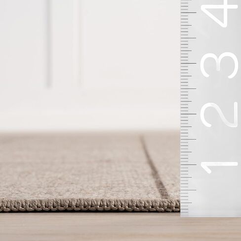 سجادة منطقة الصوف الصلبة 4x6 من NuLOOM Damira قابلة للغسل في الغسالة لغرفة المعيشة وغرفة النوم وغرفة الطعام والمطبخ، بني/بني فاتح in Kuwait