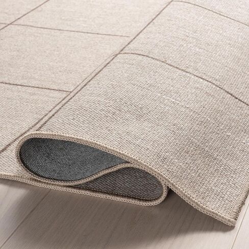 سجادة منطقة الصوف الصلبة 4x6 من NuLOOM Damira قابلة للغسل في الغسالة لغرفة المعيشة وغرفة النوم وغرفة الطعام والمطبخ، بني/بني فاتح in Kuwait