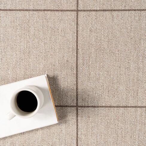 سجادة منطقة الصوف الصلبة 4x6 من NuLOOM Damira قابلة للغسل في الغسالة لغرفة المعيشة وغرفة النوم وغرفة الطعام والمطبخ، بني/بني فاتح in Kuwait