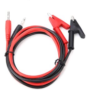 P1040 2Pcs Copper 4mm Banana Plug to Shrouded 15A Banana Plug to Clip Cable Leads 1M for Testing Probe