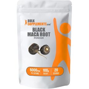 BulkSupplements.com Black Maca Powder - Maca Supplement, from Black Maca Root - Black Raw Maca, for Men & Women - Vegan, Gluten Free, 5000mg per Serving, 500g (1.1 lbs) (Pack of 1)