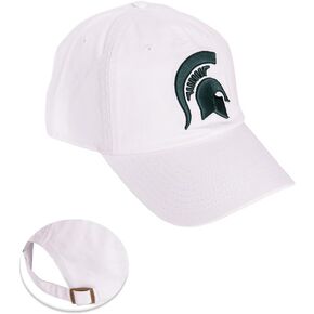 Desert Cactus Michigan State University Baseball Hat Spartans MSU Brimmed Embroirderd Hats Cap Adjustable Cloth Strap Adult (Style A1) White