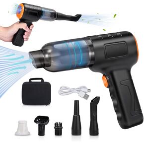 Mini Hand Cordless Car Vacuum Cleaner,TypeC High Power 16000PA Portable Air Duster,with Best Strong Suction Rechargeable and Multi-Nozzles for Car,Home, Office,Pet