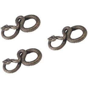 3Pcs Brass Snake Figurine Decor High Simulation Fantasy Brass Vintage Style Snake Statue for Office Snake Sculpture for Desktop, Bronze,Men's Pendants