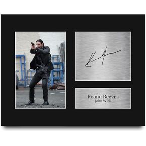 HWC Trading Keanu Reeves John Wick Framed Gifts Printed Signed Autograph Picture for Movie Memorabilia Fans - US Letter Size
