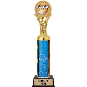 Gaga Ball Trophies, 11" Blue Stars Gaga Ball Trophy Award, Free Engraving Prime