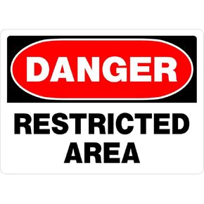 Hillman 842058 Danger Restricted Area Sign (10" x 14"), 6 Pack, White