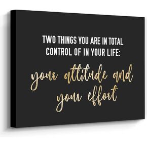 WOWGOOMO Entrepreneur Motivational Canvas Wall Art Inspirational Quotes Wall Art Control Your Attitude and Effert Canvas Print Framed for Home Office Workplace Classroom Bedroom Wall Decor 12"x16"