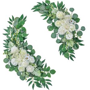 Wedding Arch Flowers, Artificial Flowers for Reception Backdrop and Welcome Ceremony Sign, Large Flower Swag for Light Luxury and Elegance Wedding Ceremony Floral Decor - Pack of 2
