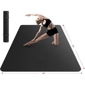 HAPBEAR Extra Large Yoga Mat - 72"x48"x8mm (1/3 inch), Non-Slip, Durable, Eco-Friendly, Thick Wide Exercise Mat for Home Workouts, Yoga, Pilates, Stretching, Meditation (Barefoot Exercise)