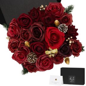 Artificial Flowers for Christmas Tree Decorations | Silk Flowers with Stem, Fake Flowers Combo for Christmas Decorations, Wreath Making Kit, Flower Bouquet, Home Décor (Burgundy)