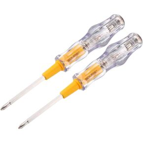 uxcell Voltage Tester AC 100-500V with 3.5mm Slotted Phillips Screwdriver for Circuit Test, Clear and Orange, Pack of 2