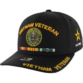 Vietnam Veteran Hat for Men Official Licensed US Army Embroidered Military Army Seal Adjustable Veterans Baseball Cap Black Tactical Hat