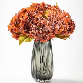 TOPIA Silk Fall Flowers Artificial Silk Dried Hydrangea Flowers Artificial Fall Flowers Bouquet Dried Flowers Autumn Decorations for Office and Home (6 PCS) (Mulberry)