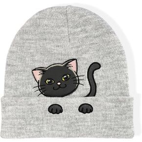 Cute Cat Beanie Funny Cat Lover Gifts, Animal Knit Hat for Women and Men