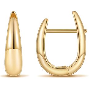 micuco Gold Hoop Earrings for Women, 18K Real Gold Plated Lightweight Chunky Gold Hoops, Hollow Thick Gold Hoop Earrings for Girls