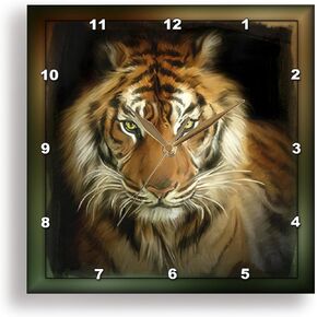 3dRose DPP_41377_3 Portrait of a Tiger Wall Clock, 15 by 15-Inch