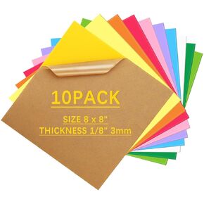 10Pcs Acrylic Sheets 8 x 8 Inch Pastel Colored Acrylic Sheets Colorful Acrylic Panel for Laser Cutting Engraving Materials DIY Crafts