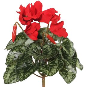 Vickerman Everyday Artificial Red Cyclamen Bush 11" Long, Premium Faux Floral Decor for Wedding or Everyday Arrangements, Maintenance Free Flowers