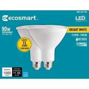 Ecosmart 90-Watt Equivalent PAR38 Dimmable Energy Star Flood LED Light Bulb Bright White (2-Pack)