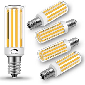 ZHENMING E12 LED Bulb Dimmable Replacement 75 Watt Light Bulbs, Daylight White 6000K 120V 7.5W 800LM E12 LED Candelabra Bulbs C7 T3/T4 Light Bulbs for Ceiling Fan, Chandelier Lighting,5 Packs