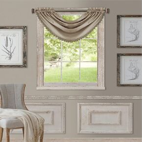 Elrene All Seasons Room-Darkening Waterfall Window Valance, Accessory for Bedroom or Living Room Windows with Rod Pocket Tabs, 52" x 36", Taupe, 1 Valance