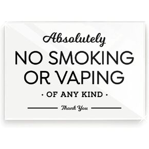 3.5x5 Inch Absolutely No Smoking Vaping of Any Kind Designer Sign ~ Ready to Stick ~ Premium Finish, Durable (2)