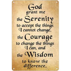 KENSILO Serenity Prayer Wall Decor, Positive Inspiring Quote Vintage Retro Tin Metal Signs for Home 8 x 12 inches