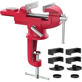 Universal Table Vise 3 Inch, 360°Swivel Base Bench Clamp Home Vise Clamp-On Vise Repair Tool Portable Work Bench Vise for Woodworking, Cutting Conduit, Drilling, Metalworking - Black