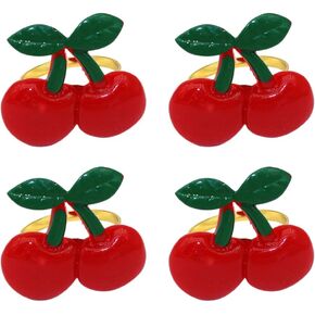STOBOK 4 Pcs Fruit Theme Napkin Rings Summer Napkin Holder Napkin Buckle Table Top Decoration for Wedding Birthday Party (Cherry)