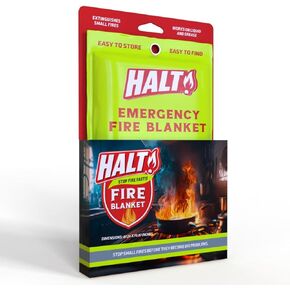 HALT! Emergency Fire Blanket - Rapid Fire Suppression for Home, Kitchen, Car & Camping |Lightweight, No Mess, Safe Reusable & Never Expires (Single Pack)