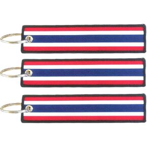 JAVD Thailand Flag Keychain Tag with Key Ring - Keys, Cars, Motorcycles, Backpacks, Luggage and Gifts - EDC (3 Pack)